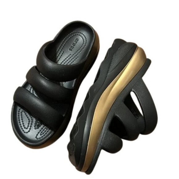 Crocs black mega crush clog slide sandals size US 6 - Picture 2 of 3